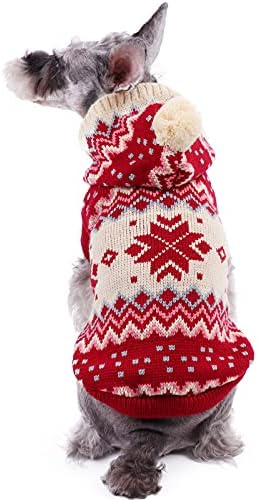 Suéter de cachorro pequeno hoddies para pequenos animais de estimação neve sweater de cão de Natal de inverno fofo com pompom m