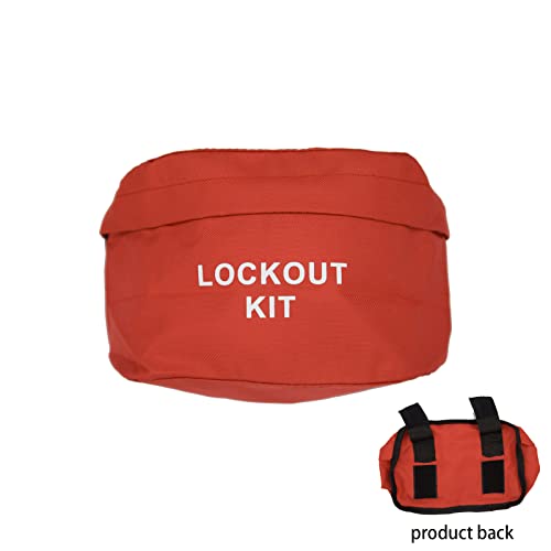 Kit de etiqueta de bloqueio vermelho de GenringSafety - 2 caderlos de segurança com número, 6 etiquetas de bloqueio, 6 laços de nylon, 2 bloqueio de grupo hass com 1 bolso para lote elétrico