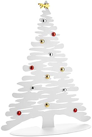 Alessi BM06/70 W - Casca para o Natal, árvore ornamental de Natal em aço colorido com resina epóxi, branca com ímãs, 21,66 polegadas. x 8,66 polegadas. h 27,57 polegadas.