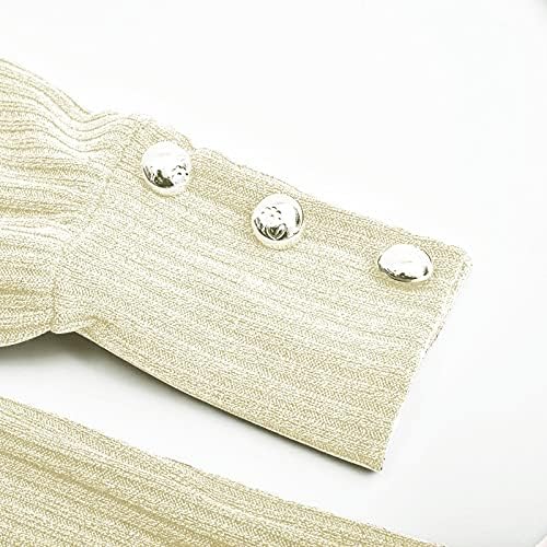 Botão de pulôver com suéter feminino de gola alta de gola alta de manga comprida Tops de malha de malha de malha de mola