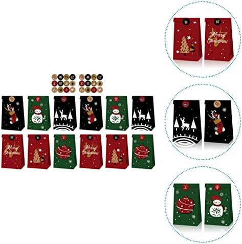 Cabilock 3 sets com bolsas de bolsas de bolsas bolsas de papel Tratar presentes de doces Presentes Números - Decoração adesiva de férias Goodie bolsa presente de Natal para presentes envelhecidos Kraft