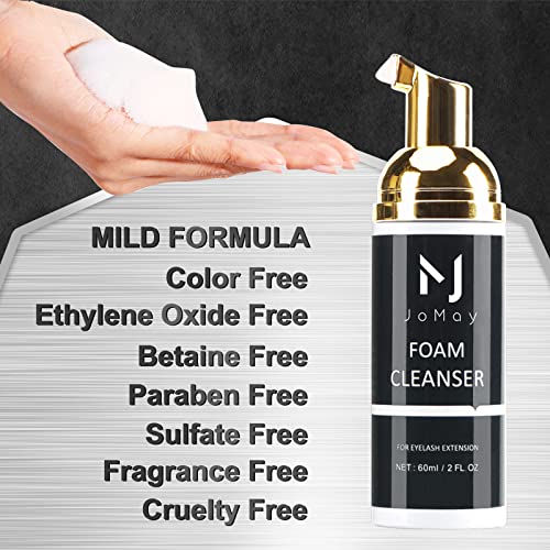 M J JOMAY EXYELASH Extensão shampoo /2 fl.oz /60ml /paraben e sulfato Removedor /lavagem sem maquiagem seguro para extensões e cílios naturais /profissional e auto -uso