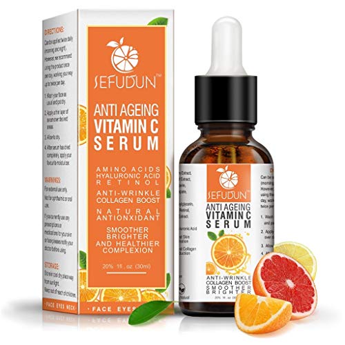 D-xinxina Vitamina C Serum de face antienvelhecimento, 30 ml de cuidados com a pele facial soro, essência hidratante, poros encolhidos/anti-Wrinkles/Dilute Dark Spots