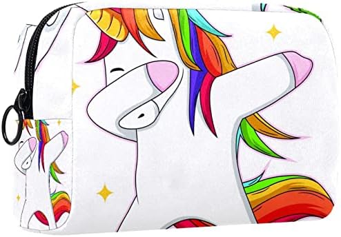 Bolsa de maquiagem tbouobt bolsa de bolsa cosmética bolsa bolsa com zíper, desenho animado de unicórnio de animal arco -íris