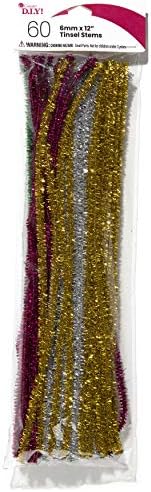Tinsel de mistura de Natal Diy Diy, 6 mm x 12 polegadas, 60 pacote, multicolor