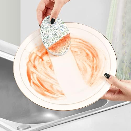 Lava -louças de polpa de madeira de esponja botânica da Marinha Aplicável a pratos de cozinha doméstica Todo o objetivo de lavar 3 conjuntos