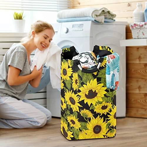 Yyzzh girassol vintage estilo retrô flor floral estampa floral grande lavanderia bolsa de cesta de cesta de compras