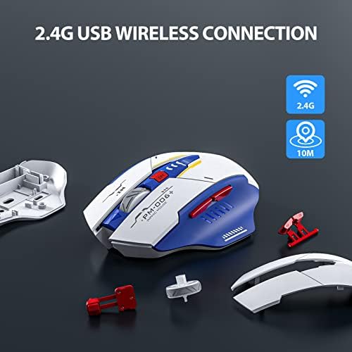 Mouse sem fio infífico, camundongos ergonômicos silenciosos recarregáveis ​​com 2,4g de receptor USB Mecha mouse
