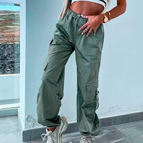 Calça keusn para mulheres calças de carga y2k calças de pára -quedas baixas mulheres jogador folgado corredor liso de calças de streetwear de streetwear