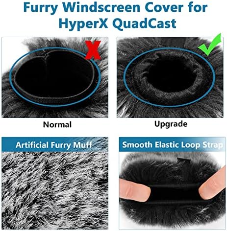 Filtro pop para quadcast hyperx s, tampa de espuma de microfone+muff de vento peludo compatível com hyperx quadcast s tampa de pára -brisa de filtro de microfone para uso interno/externo, combo 2pack