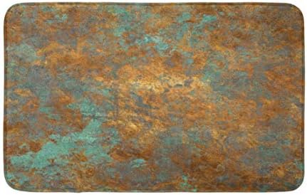 Adowyee 16 x24 tapete de banho laranja cobre vintage bronze rusteira metal pátina parede antiga e aconchegante banheira de banheiro com backing não deslizante