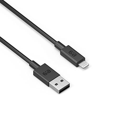 PureGear USB-A para Lightning Cable Tab, MFI Certified Lightning to USB A Cable Power Fast Charing para Apple iPhone 13 12 11 Pro Max XS XR x 8 7 Plus 6s SE, iPad, preto, 10ft com substituição ao longo da vida