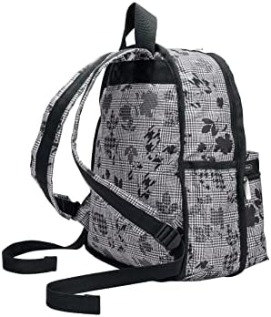 Lesportsac adequando a mochila básica floral/mochila, estilo 7812/cor e435, clássico xadrez preto e branco suavizado com ardilismo