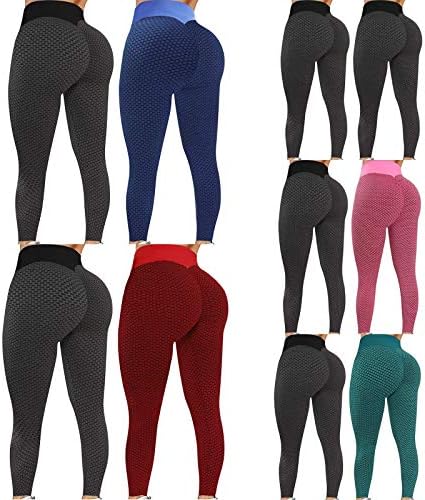 Masbird 2 embalagem de calças de ioga de cintura alta para mulheres, o treping de ginástica de elevação feminina Leggings