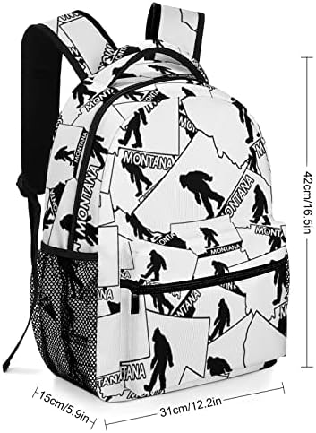 Engraçado Bigfoot, eu acredito, adora Montana Mt de grande capacidade Backpack Graphic impressa 16in para viagens escolares