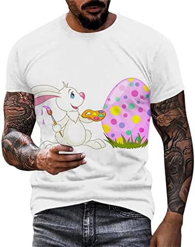 2023 New Mens Páscoa Bunny Egg Festival Digital 3D Camisa impressa camisa Top Blush Printing V Compressão do pescoço