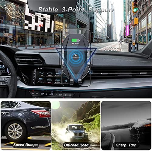 [Versão atualizada] Carregador de carro sem fio, 15W Qi Charging Fast Charging Phone Mount Charger, suporte para celular para o painel, iPhone Samsung LG ...