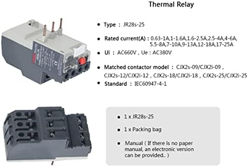 INFRI JR28S-25 Relé térmico Proteção de falha de fase 1.6a 2.5a 4a 6a 8a 10a 13a 18a 25a relé de sobrecarga térmica ajustável