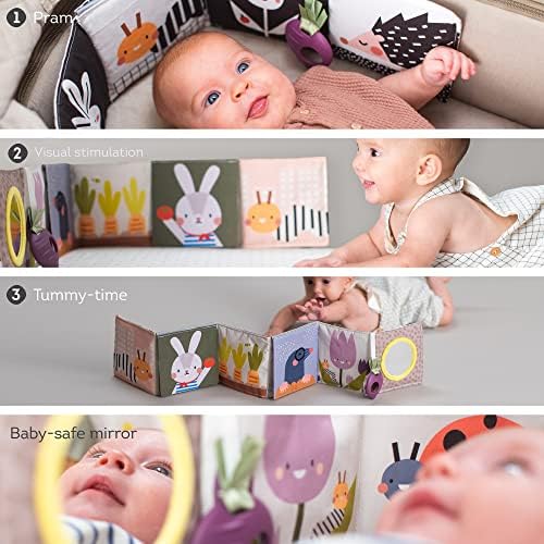 Taf Toys Urban Garden Soft Ploth Newborn Book, Crinkle Baby Book. Brinquedos sensoriais de alto contraste. Brinquedo