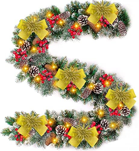 IPEGTOP 6 PCs Glitter Christmas Wreath Bows, Decorações de 5,1 polegadas de Bowknot com Poinsétia para Garland Decorações de Natal Indoor ou Outdoor