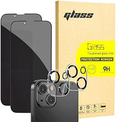 [2+2 pacote] OMIO para iPhone 14 Plus Protetor de tela de privacidade com protetor de lente de câmera, 9H vidro temperado