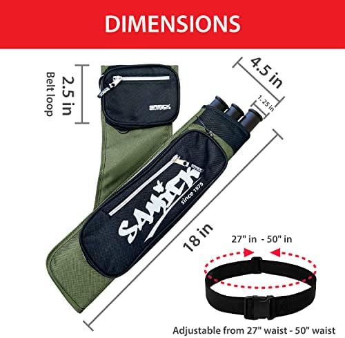Samick Sports Archers Arrow Alteril para flechas - aljava de cintura ajustável - 3 tubos de seta protegidos - bolsos para todo