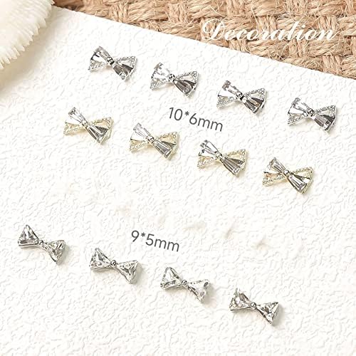 Lifoost 15 peças 3d Charms de unhas de unha Bow Bow com decalques de diamantes e adesivos para mulheres Design de unhas DIY DIY