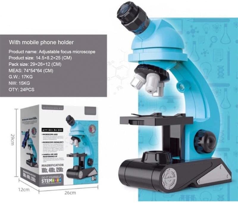 Acessórios para microscópio 100x-400x-1200x Microscópio biológico, com consumíveis de laboratório de caixa de varejo