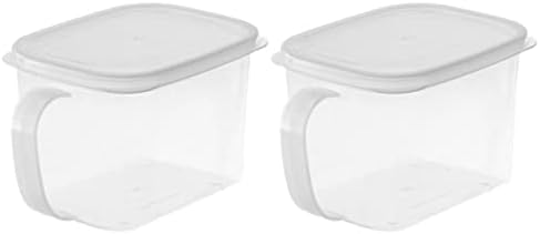 Upkoch 4pcs freezer produz mesa de mesa de cozinha cozinha de cesto de cozinha com alça de bento de contêiner, saltador branco economizador: gabinete tempere empilhável alças seca jarra de vegetais para ovos