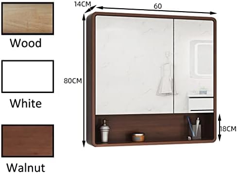 Armário de banheiro bddie, armário de espelho de madeira de porta dupla, armazenamento montado na parede sobre o banheiro, suporte