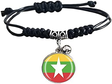 Bandeira Mianmar Bracelete trançada