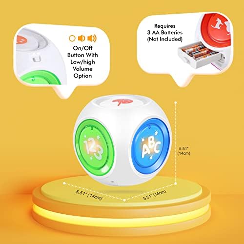 Toy Smart Learning Cube para crianças -brinquedos educacionais interativos, aprendem canções, alfabetos, números, animais,