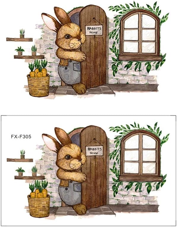 Yamslam New Cartoon 3D Painted Bunny Home Bedroom Bedroom Dia dos Namorados Decoração de parede de parede realista Decalques de parede de coelho