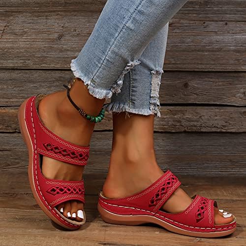 Rvide Sandálias de cunha para mulheres, sandálias de plataforma feminina Treinamento de verão Sandálias de peixe Sandálias Cutout Sapatos de caminhada de praia