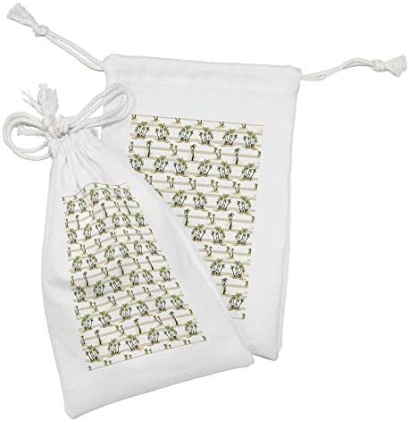 Conjunto de bolsas de tecido exótico de Ambesonne de 2, casa tropica de desenho à mão com padrão de palmeiras em aquarela em