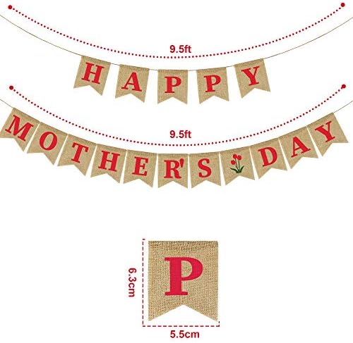 Feliz Dia das Mães Banner de estopa, decorações de banneras do dia das mães e idéias de presentes do dia das mães, suprimentos para decoração de festas internas e externas