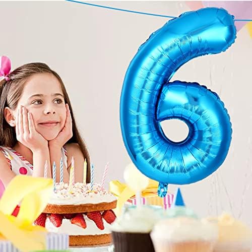 Balões número 1 e número 6, balões de número azul de 40 polegadas, balão digital 16, decorações de balões Mylar Balloons