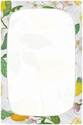 Folha de berço de limão Kigai Shef -Baby Sheet Fits Standing Cribt Mattress Pad, 39 x 27 x 5 polegadas