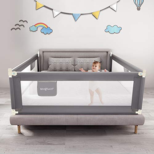 Trilhos da cama de mingfuxina para crianças pequenas, guarda-de-cama de segurança para bebês atualizada para levantar trilhos