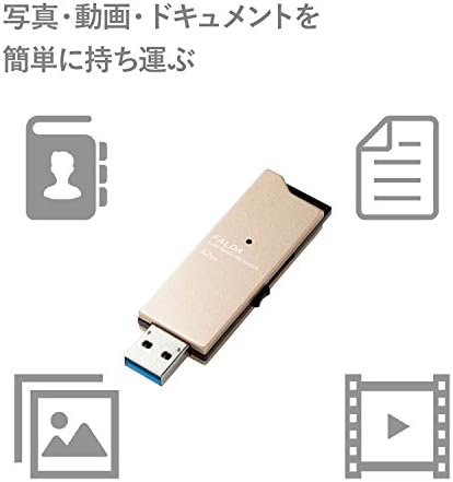Elecom MF-DAU3032GGD USB MEMÓRIA, 32 GB, USB 3.0, Tipo deslizante, transferência de alta velocidade, material de alumínio, ouro