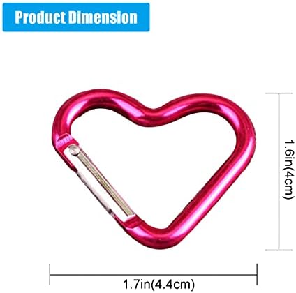 10 PCs Multicolor Carabiner, clipe de morador de liga de liga de alumínio, morcentador de escalada em forma de coração, chaveiro