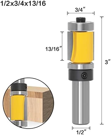 Cortador de moagem de superfície 1/2 12 mm de descarga de haste de barreira com rolamentos duplos para aparar de madeira e slotting