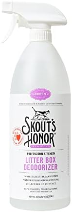 Honra de Skout: desodorizador da caixa de areia - Força profissional - quebrar e destruir odor de urina de gato, odor