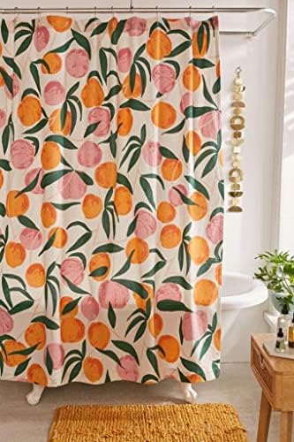 Cortina de chuveiro de pêssego decorativo para banheiro, cortina de chuveiro fofa conjunto de poliéster à prova d'água, cortina de chuveiro