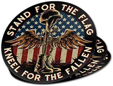 Battlefield Cross Stand para a bandeira ajoelhada para o patriótico caído - adesivo patriótico de 7 polegadas para