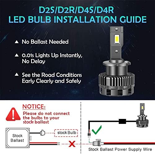 WinPower D2S D2R D4S D4R Bulbo de farol de LED Substitua Bulbo Hid 6000K branco