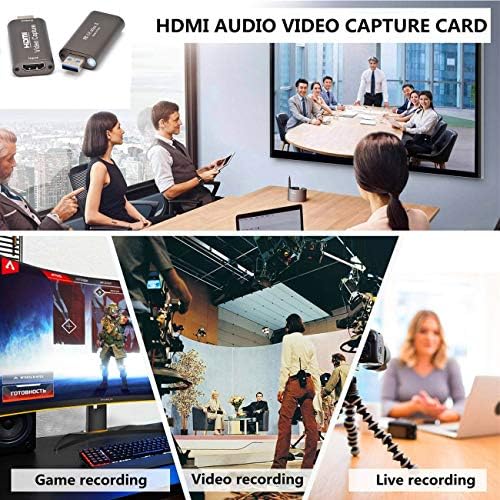 Cartão de captura de vídeo de áudio USB 2.0 1080p 60fps Capture gravação via DSLR HDMI Capture Card para jogos, transmissão ao vivo,