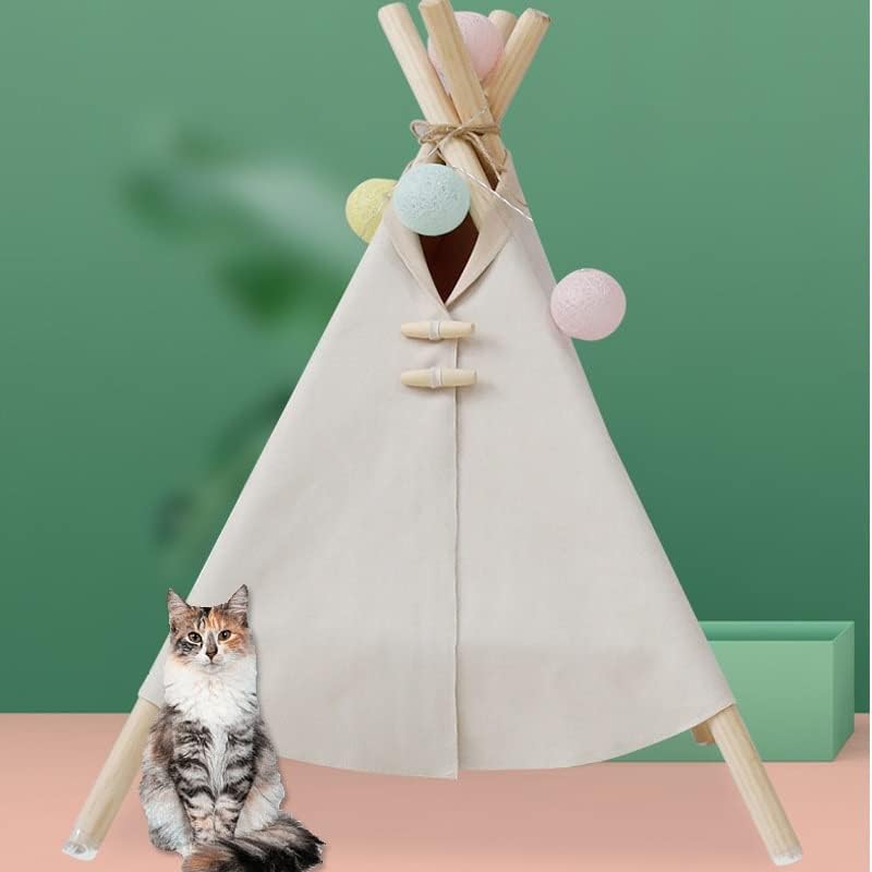 Wodmb Pet Teepee Cats Bed House House portátil Tenda dobrável com almofada espessa montagem fácil FIX