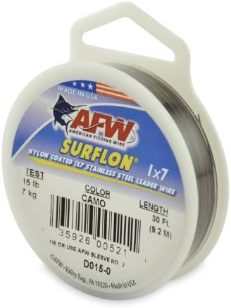 American Fishing Wire Surflon Nylon revestido 1x7 Aço inoxidável Líder de fio