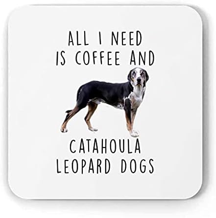 Eu amo café e cães de cães de Catahoula preto bronzeado presente engraçado para cachorro mãe natal 2023 Presente Coaster